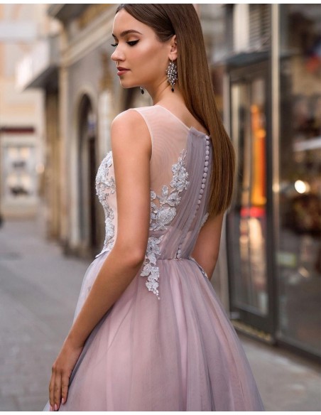 Evening dress with halter neckline made in tulle EMABRIDE - 2 