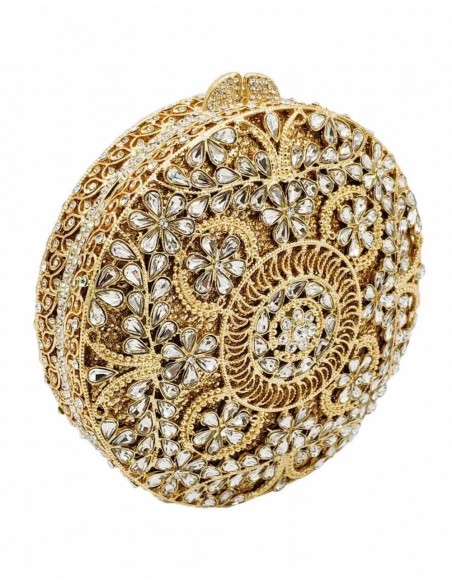 Bolso de mano joya con pequeñas flores de metal y Swarovski circular Lauren Lynn London Accessories - 2 