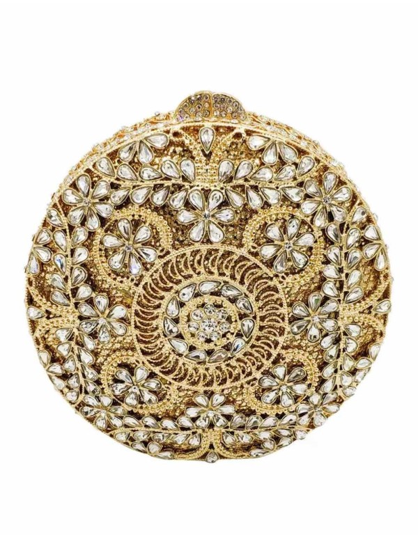 Jewel handbag with small metal and Swarovski circular flowers Lauren Lynn London Accessories - 1  2