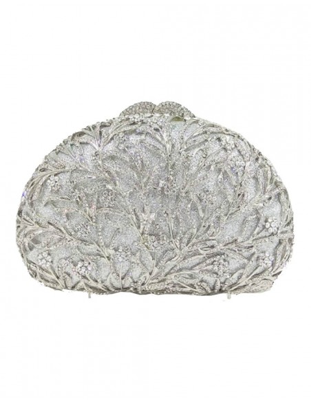 Jeweled clutch bag with small Swarovski crystal flowers for guests Lauren Lynn London Accessories - 5 