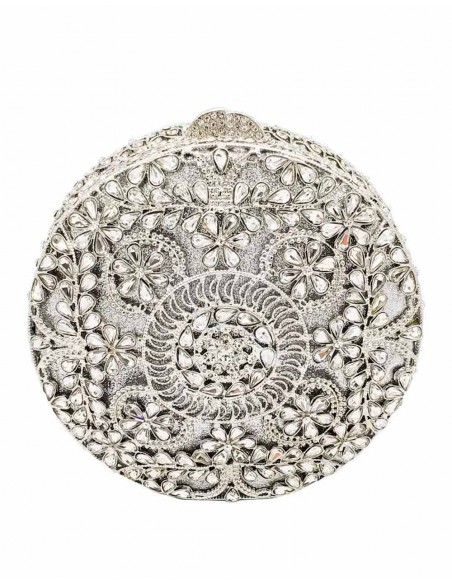 Jewel handbag with small metal and Swarovski circular flowers Lauren Lynn London Accessories - 1 