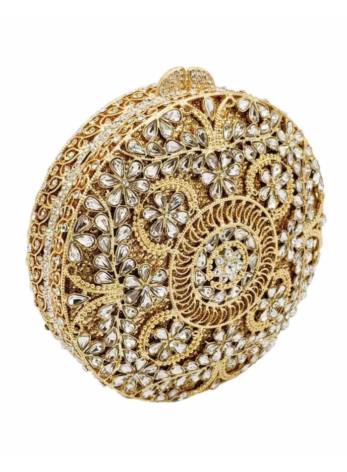 Bolso de mano joya con pequeñas flores de metal y Swarovski circular Lauren Lynn London Accessories - 2 