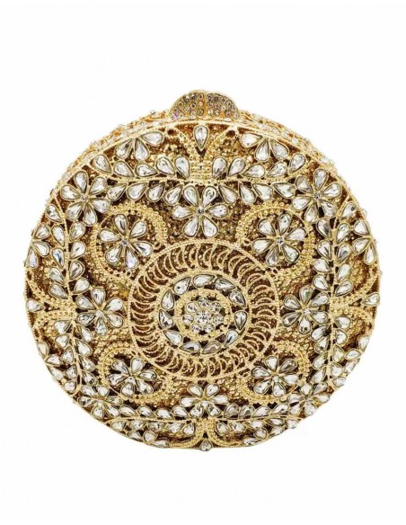 Jewel handbag with small metal and Swarovski circular flowers Lauren Lynn London Accessories - 3 