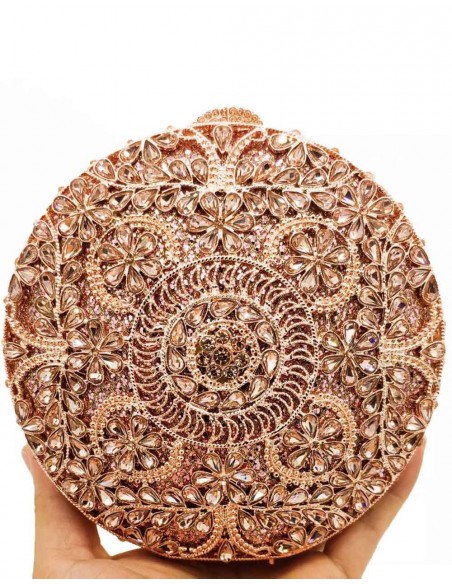 Jewel handbag with small metal and Swarovski circular flowers Lauren Lynn London Accessories - 10 