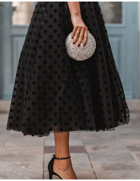 Jewel handbag with small metal and Swarovski circular flowers - INVITADA PERFECTA -2