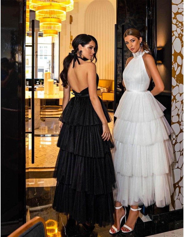 Halter neck midi party dress and skirt with tulle layers at INVITADISIMA 2