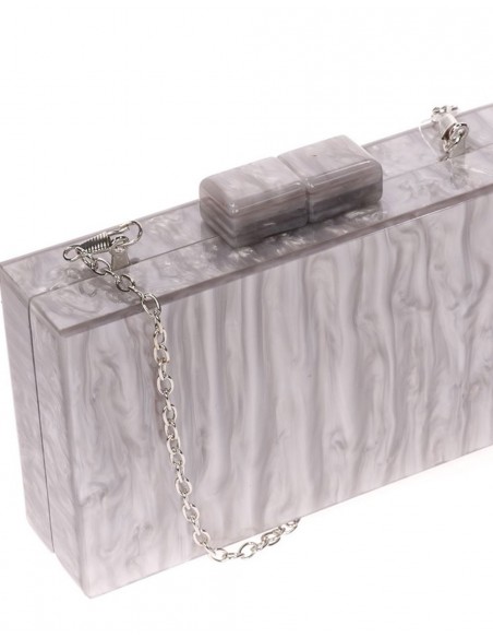 Pearly grey clutch bag
