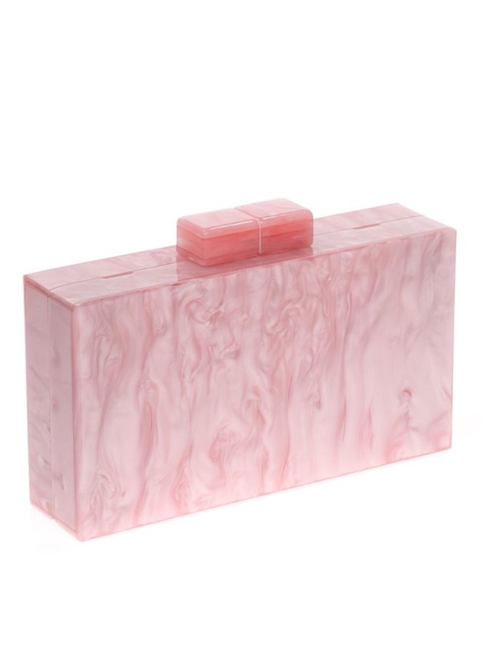 Pink pearlized clutch handbag