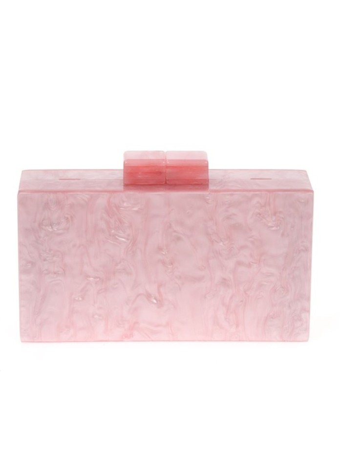 Pink pearlized clutch handbag