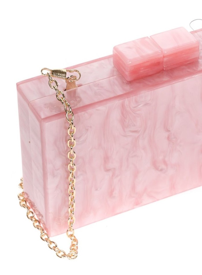 Pink pearlized clutch handbag-1