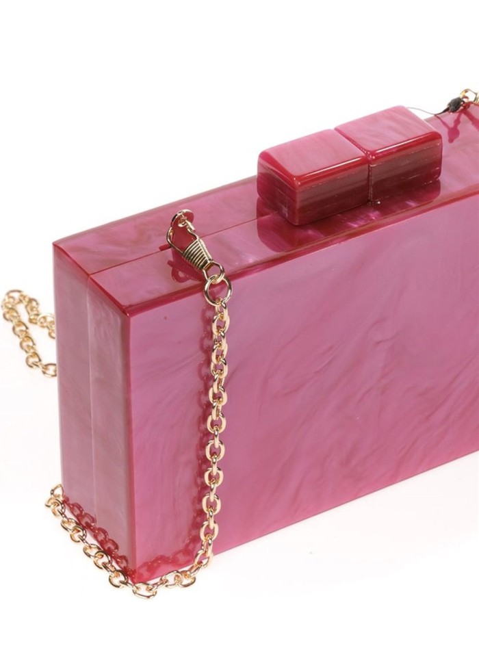 Fuchsia pearlized clutch bag