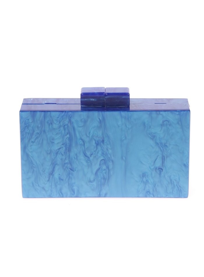 Pearly electric blue clutch bag-1