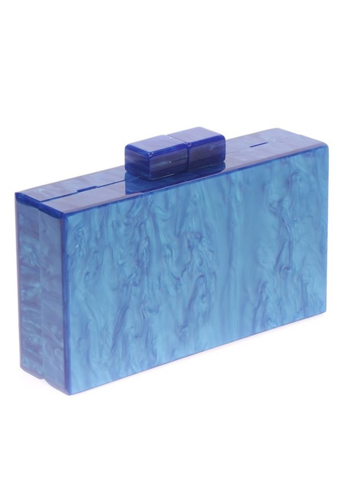 Pearly electric blue clutch bag-2