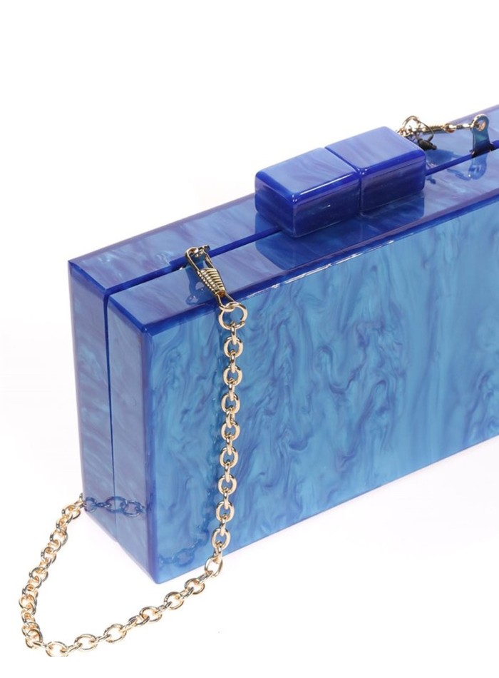 Pearly electric blue clutch bag