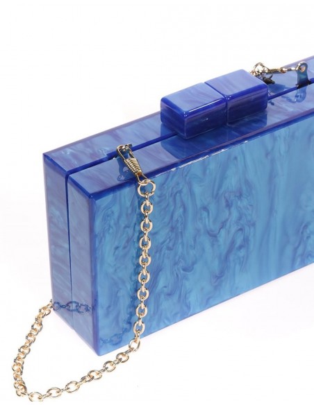 Pearly electric blue clutch bag