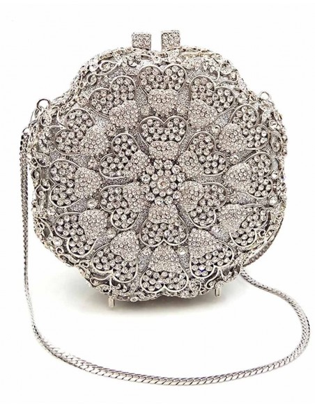 Flower-shaped jewellery clutch with crystals Lauren Lynn London Accessories - 5 