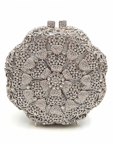 Flower-shaped jewellery clutch with crystals Lauren Lynn London Accessories - 3 