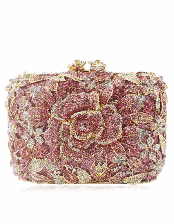 Jeweled clutch bag with crystal rose Lauren Lynn London Accessories - 1 