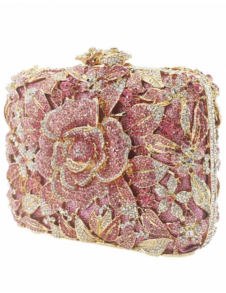Jeweled clutch bag with crystal rose Lauren Lynn London Accessories - 6 
