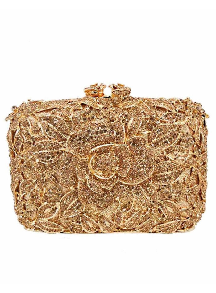 Jeweled clutch bag with crystal rose Lauren Lynn London Accessories - 4 