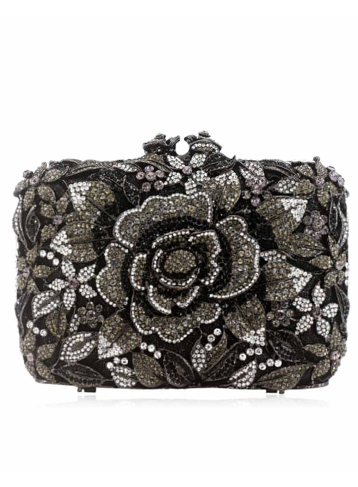 Jeweled clutch bag with crystal rose Lauren Lynn London Accessories - 2 