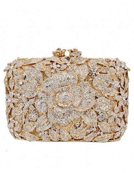 Jeweled clutch bag with crystal rose Lauren Lynn London Accessories - 3 