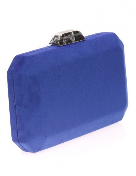 Suede octogonal clutch bag with metallic clasp Lauren Lynn London Accessories - 1 