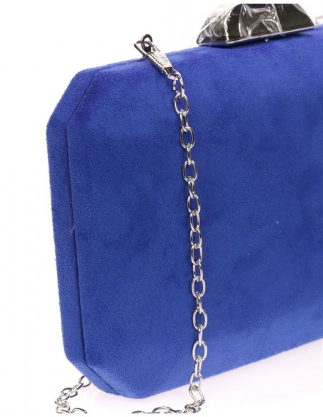 Suede octogonal clutch bag with metallic clasp Lauren Lynn London Accessories - 2 