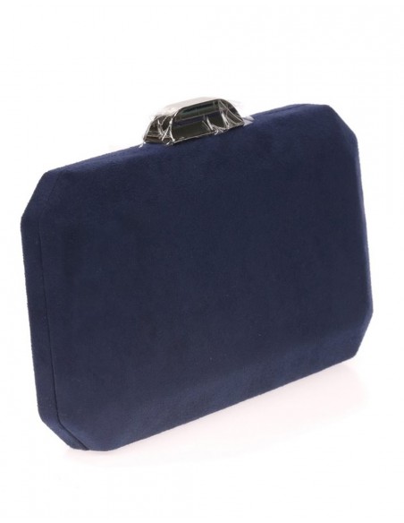 Suede octogonal clutch bag with metallic clasp Lauren Lynn London Accessories - 4 