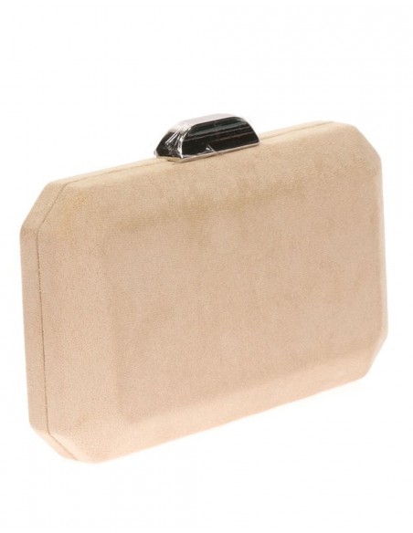 Suede octogonal clutch bag with metallic clasp Lauren Lynn London Accessories - 7 