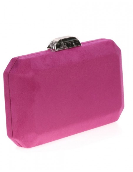 Suede octogonal clutch bag with metallic clasp Lauren Lynn London Accessories - 8 
