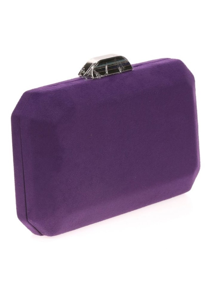 Suede octogonal clutch bag with metallic clasp Lauren Lynn London Accessories - 11 