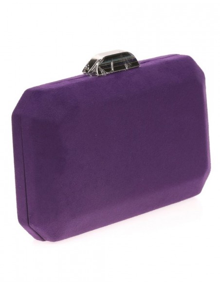 Suede octogonal clutch bag with metallic clasp Lauren Lynn London Accessories - 11 