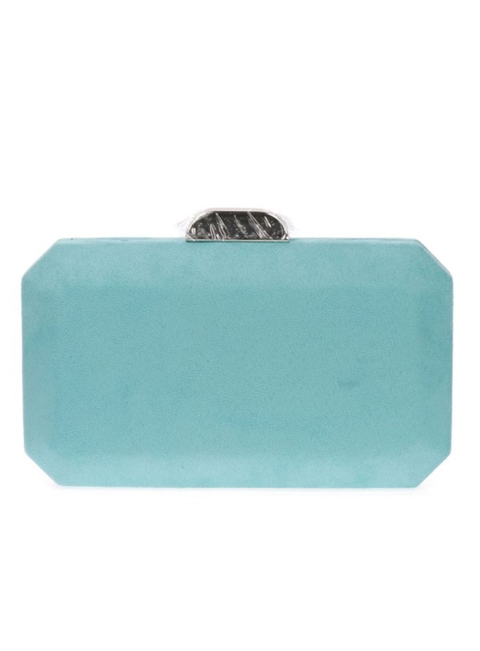 Suede octogonal clutch bag with metallic clasp Lauren Lynn London Accessories - 12