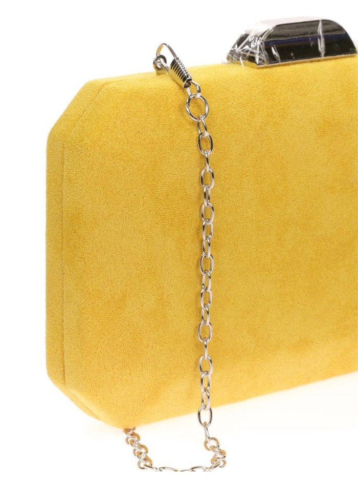 Suede octogonal clutch bag with metallic clasp Lauren Lynn London Accessories - 17 