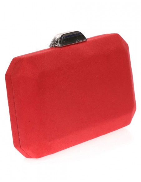 Suede octogonal clutch bag with metallic clasp Lauren Lynn London Accessories - 18 