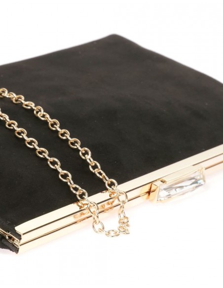 Suede party clutch with rhinestone fastening Lauren Lynn London Accessories - 24 