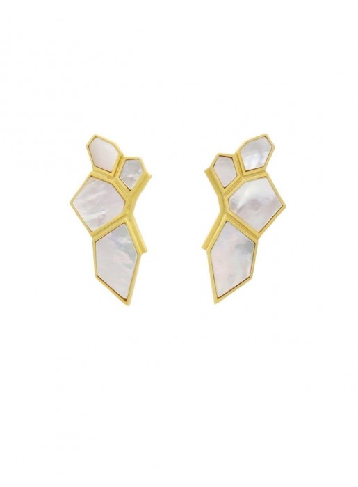 Pendientes plateados geométricos con piedras planas - Invitada Perfecta Acus complementos - 4 