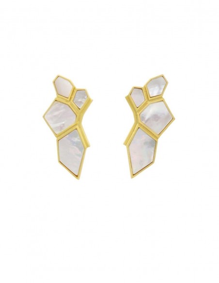 Pendientes plateados geométricos con piedras planas - Invitada Perfecta Acus complementos - 4 