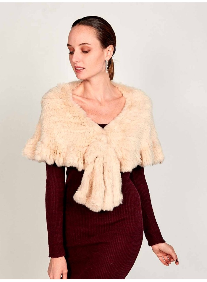 Étole de fête avec longue fourrure de lapin