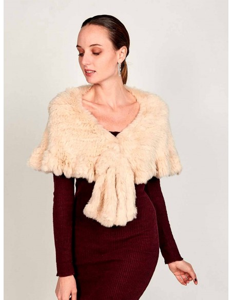 Étole de fête avec longue fourrure de lapin