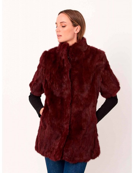 Abrigo de conejo con pelo granate y manga corta Lauren Lynn London Accessories - 1 