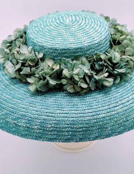 Pamela de paja natural y flores preservadas de Monisima de la muerte