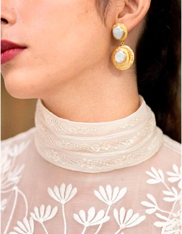 Boucles d'oreilles invités métallisés avec perles 2