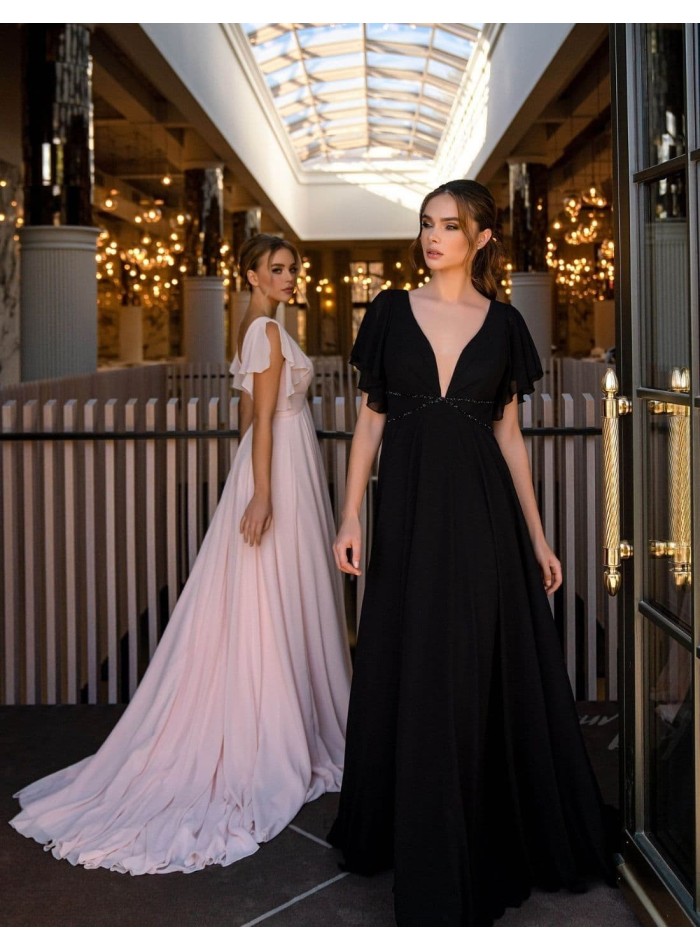 vestidos con mangas angel y escote en pico -4