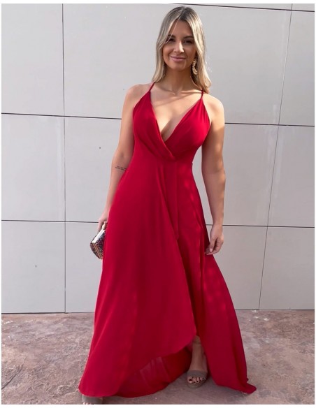 Long red party dress with ruffled skirt Lauren Lynn London - 4 