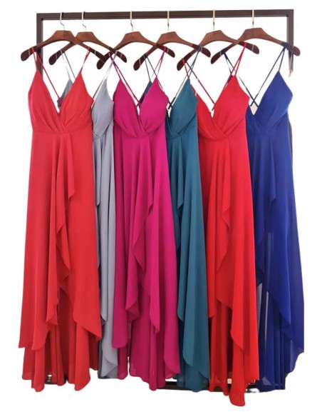 Long gown in red with ruffled skirt Lauren Lynn London - 6 