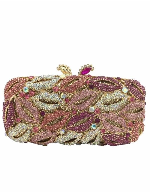 Rectangular jeweled handbag with kisses 2