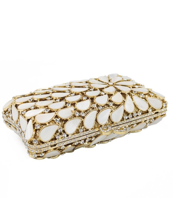 Bolso de mano joya rectangular con cristales y conchas naturales Lauren Lynn London Accessories - 2 2