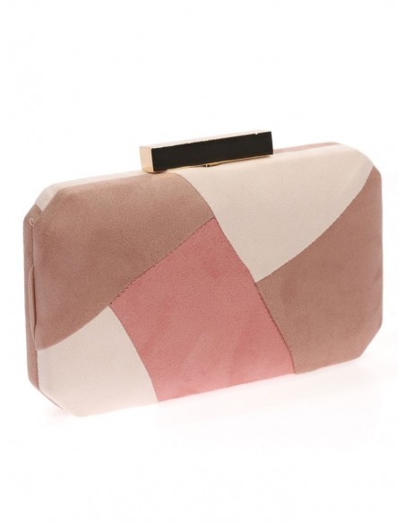 Clutch de fiesta de antelina en tonos rosados con broche dorado Lauren Lynn London Accessories - 2 